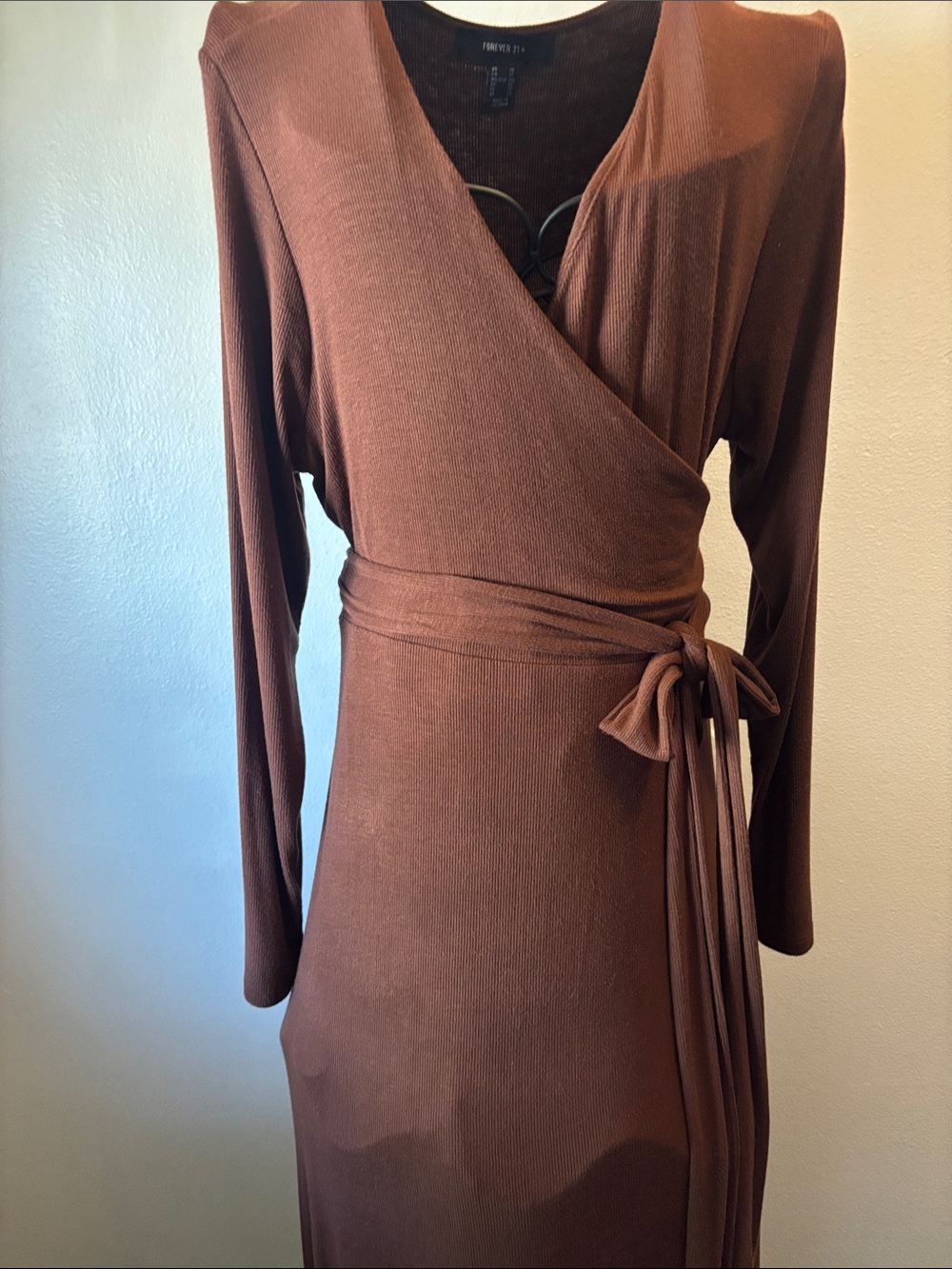 Forever 21 Rust Brown Wrap Dress with Tie Waist